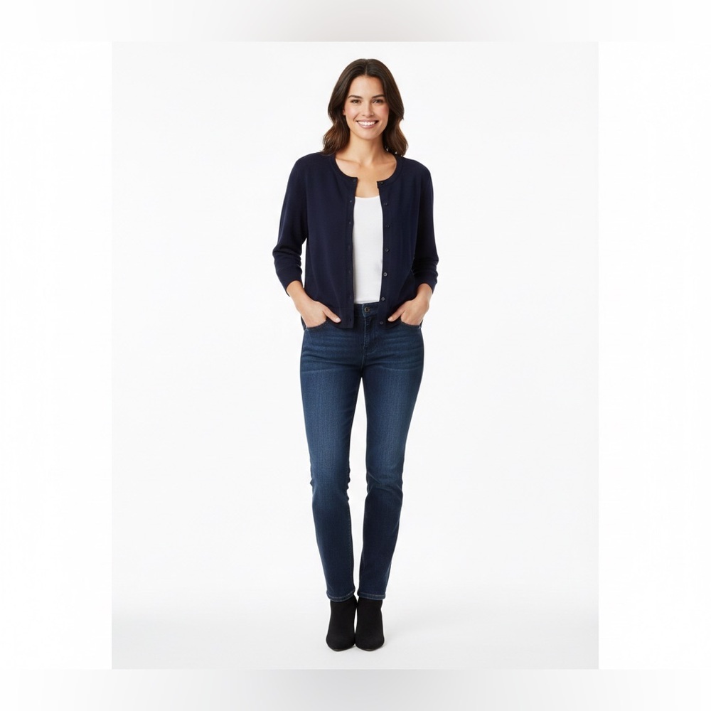 Talbots Navy Blue 3/4 Sleeve Button-Front Cardigan Sweater - Size XL - Picture 1 of 7